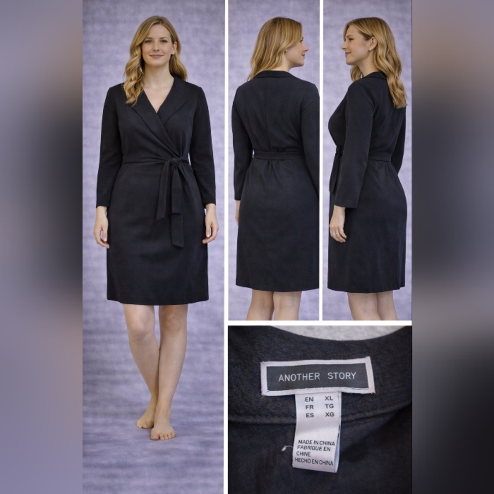 Another Story Black Wrap Dress with Self-Tie Waist